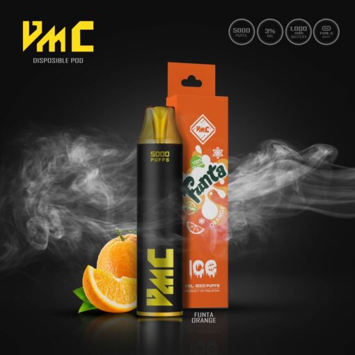 VMC POD 5000 Puffs Funta Orange กลิ่นส้ม มีกลิ่นส้มที่สดชื่นและหวานหอม ทำให้คุณคิดถึงวันออกเดินทางในธรรมชาติ