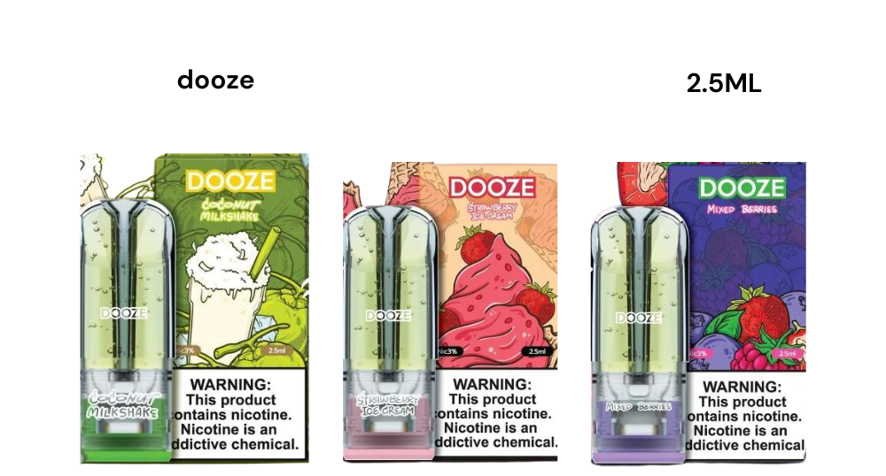 Dooze 2.5 ml หัวพอตสายผลไม้ จากค่ายน้ำยาแบรนด์ Let’s Get Dooze ไม่เพียงแต่เป็นผู้ผลิตน้ำยาในขนาด 2.5 ml แต่ยังมาพร้อมกับกลิ่นผลไม้แบบจัดเต็ม