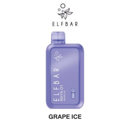 ELFBAR RAYA D1 กลิ่น Grape Ice (องุ่น): กลิ่นองุ่นเย็น ทำให้รู้สึกหอมหวานสดชื่น