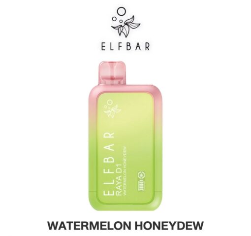 ELFBAR RAYA D1 กลิ่น Watermelon Honeydew (แตงโมเมล่อน): กลิ่นแตงโม เมล่อนสดชื่น หวานหอมชื่นใจ