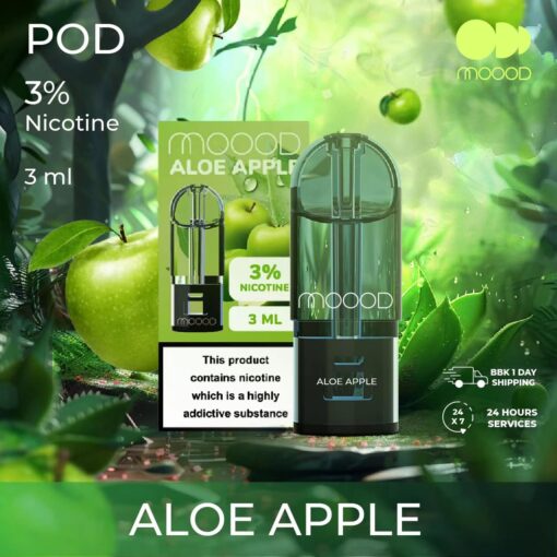 Moood Pod Aloe Apple : กลิ่นว่านหางจระเข้แอปเปิ้ล กลิ่นหอมสดชื่นของแอปเปิ้ลเขียวผสมว่านหางจระเข้, รสชาติที่เย็นและผ่อนคลาย
