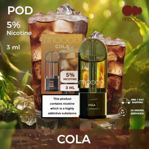 Moood Pod Cola : กลิ่นโคล่า รสชาติคลาสสิกของโคล่า, เย็นซ่าทำให้รู้สึกฟินไปกับทุกคำสูบ