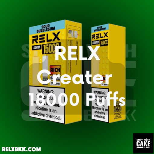 Relx Creator 18000 Puffs พอตใช้แล้วทิ้งที่เปิดตัวในปี 2024 มีให้เลือก 10กลิ่น สูบได้ถึง 18,000 คำ เปลี่ยนกลิ่นได้ไม่ซ้ำ ขาย Relx Creator 18K ราคาถูก ส่งด่วน