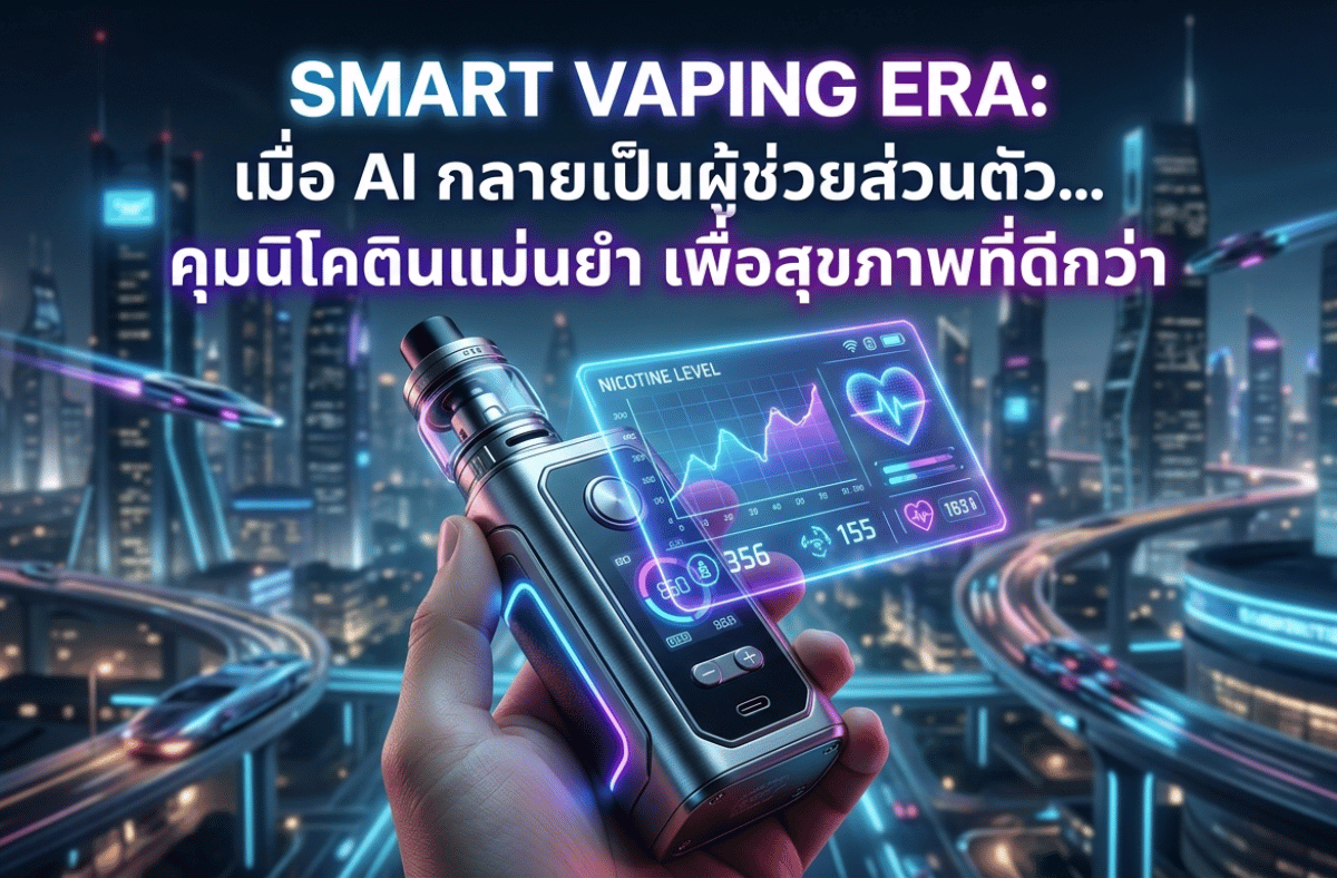 อัปเดตเทคโนโลยีบุหรี่ไฟฟ้าปี 2026 เมื่อ AI ช่วยคุณจำกัดการสูบ วิเคราะห์พฤติกรรม และเชื่อมต่อข้อมูลสุขภาพเพื่อการลดนิโคตินอย่างยั่งยืน