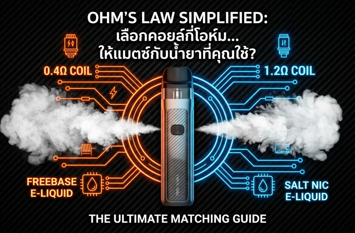 วิธีดูค่าโอห์มของคอยล์บุหรี่ไฟฟ้า เพื่อเลือกประเภทน้ำยา (Freebase vs Salt Nic) และกำลังไฟให้แมตช์กัน เพื่อกลิ่นที่ชัด และความปลอดภัยสูงสุด
