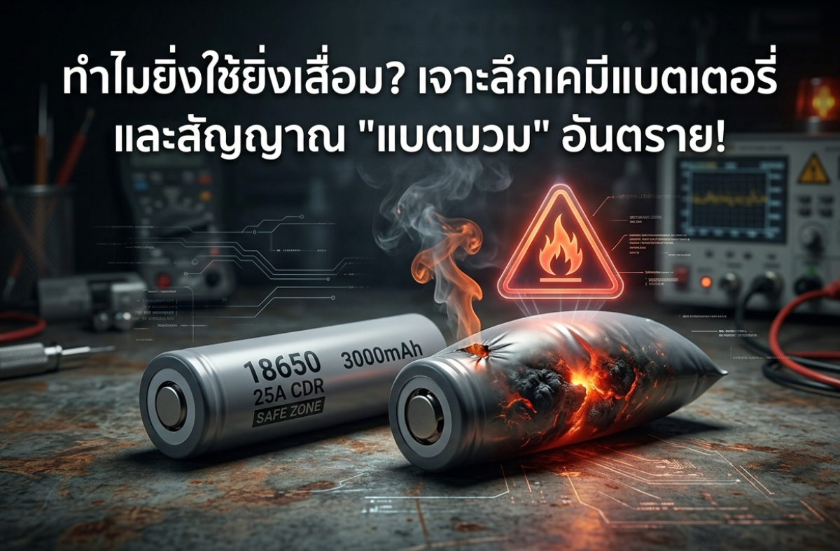 แบตเตอรี่บุหรี่ไฟฟ้า ลิเธียมไอออน ทำไมยิ่งชาร์จยิ่งเสื่อม? แผงกั้น SEI หนาตัวคืออะไร? พร้อมเผย 5 สัญญาณอันตรายจากภาวะ "แบตบวม"